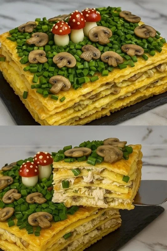 🎂 ЗАКУСОЧНЫЙ НАПОЛЕОН С КУРИЦЕЙ И ГРИБАМИ