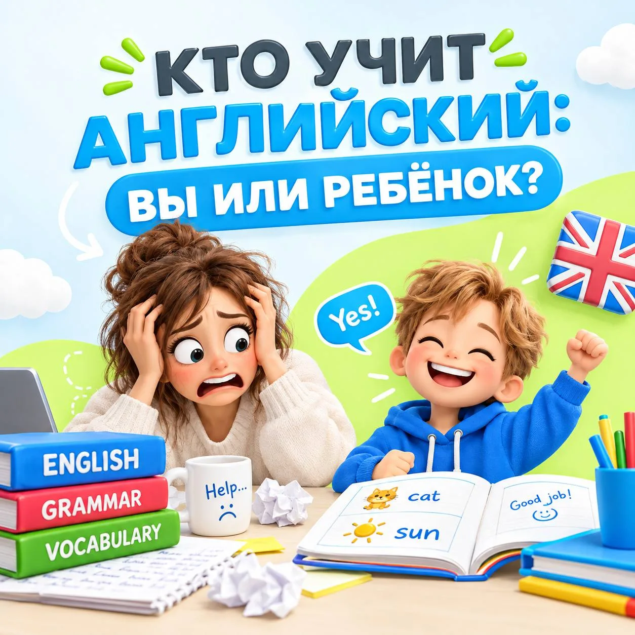 А у вас дома кто учит английский? 😅