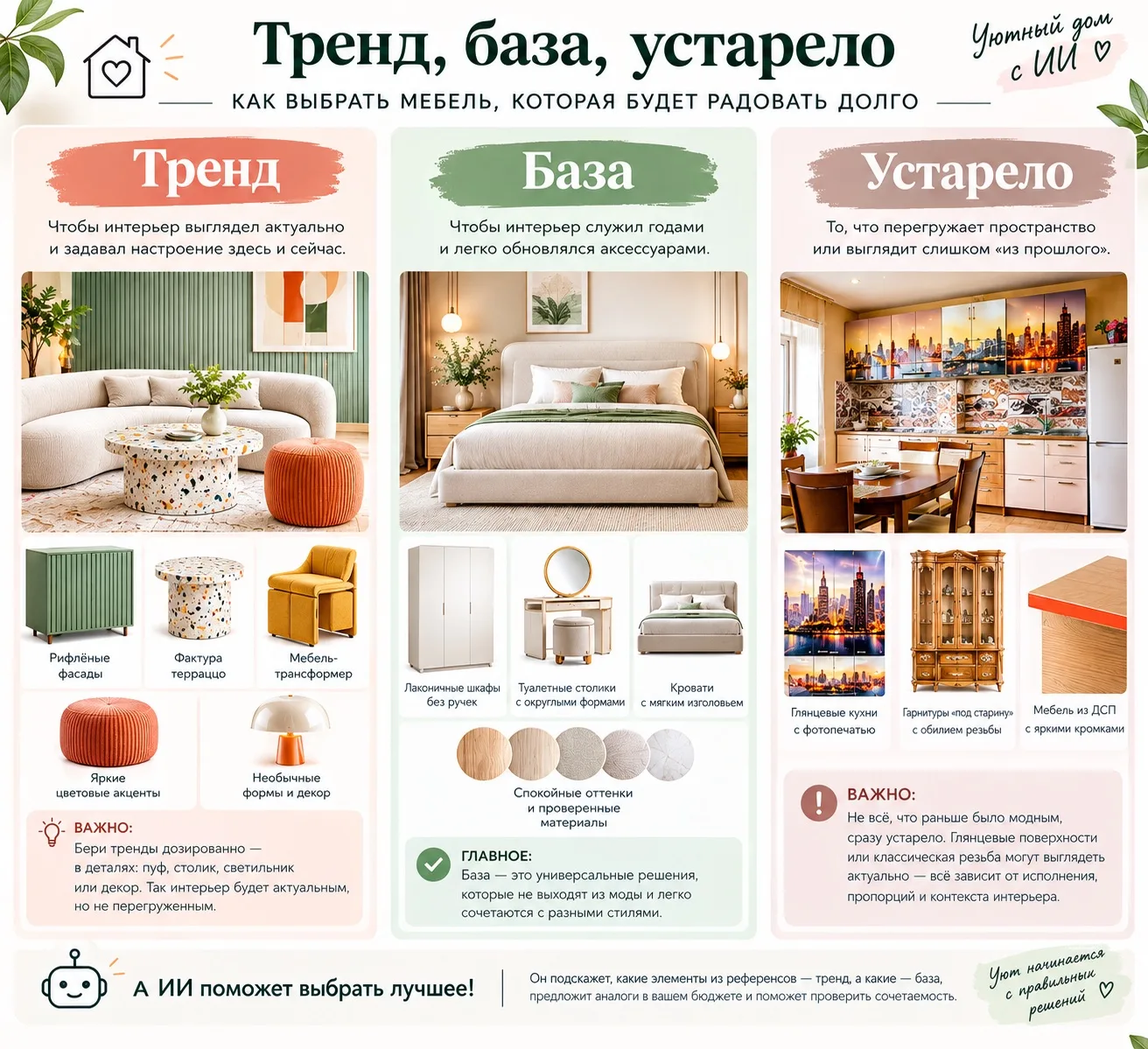 Тренд, база или уже устарело? Как выбрать мебель, которая не надоест через год 👀