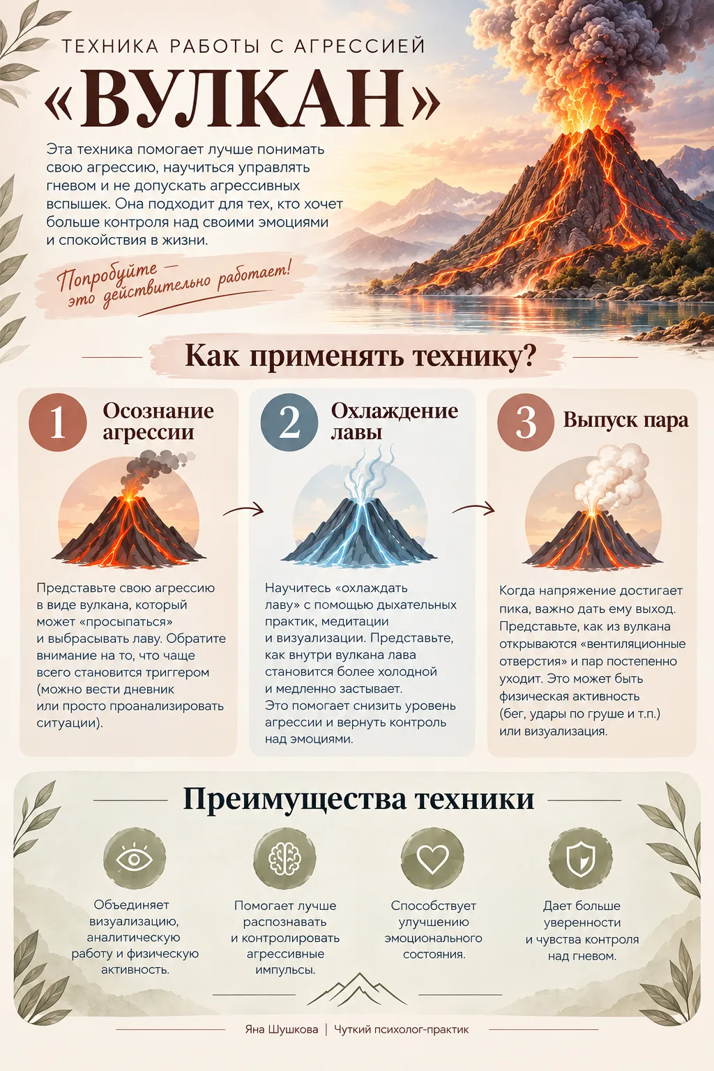 Техника «Вулкан» объединяет визуализацию, осознанный анализ своих эмоций и физическую а...