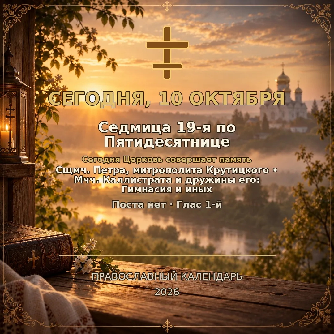 ☦ Православный календарь. 10 октября 2026 года, суббота