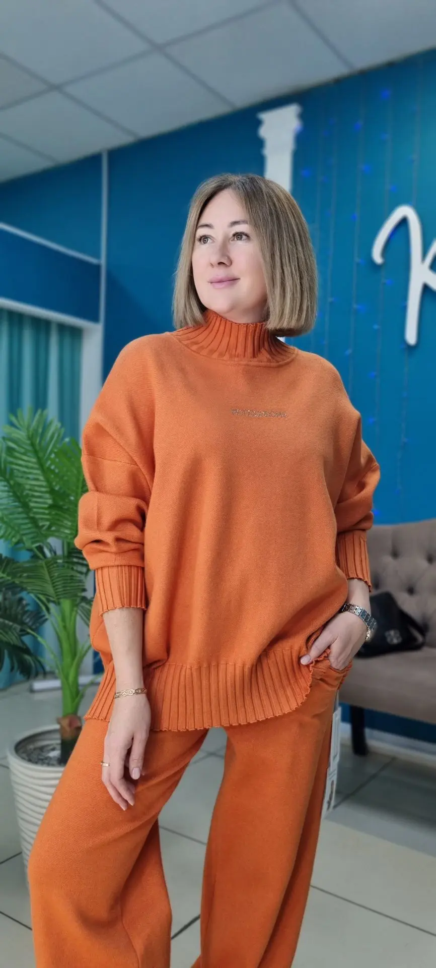 ✅️Трикотажный костюм в сочном тыквенном оттенке 🧡