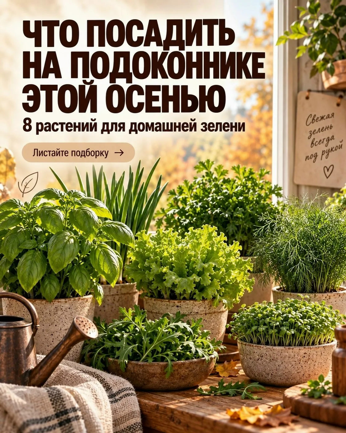 Свежая зелень дома даже осенью? Да, и для этого не нужен огород 🌿