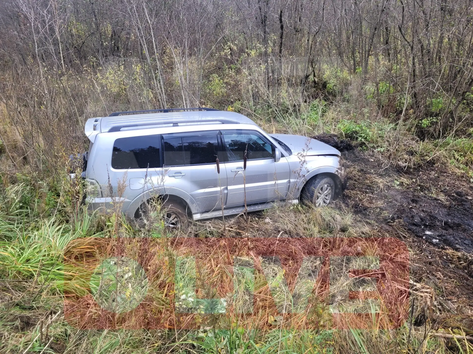 Перед Брыковыми горами с дороги в кювет улетел Mitsubishi Pajero. По словам очевидцев, ...