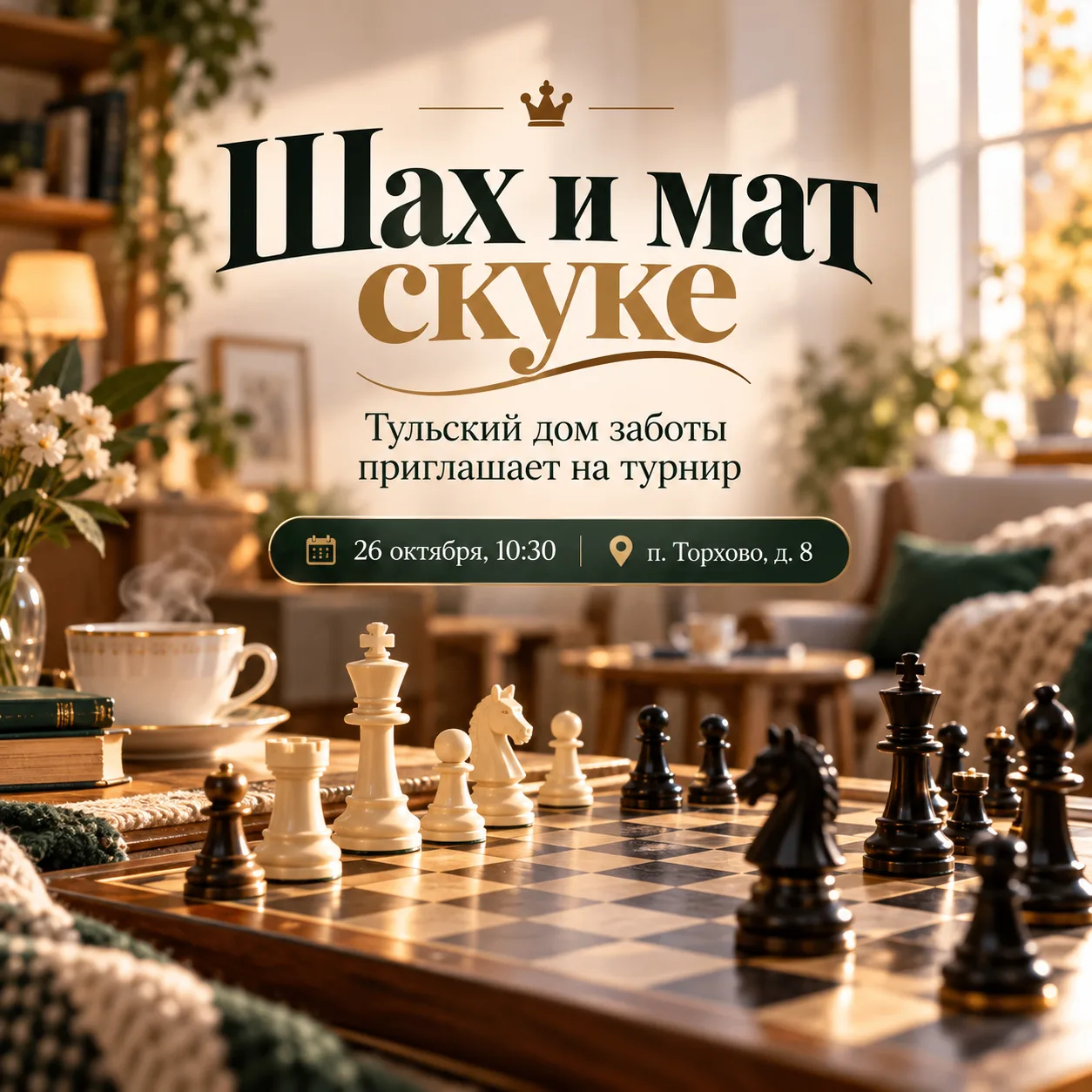 Шах и мат скуке: Тульский дом заботы приглашает на турнир ♟️