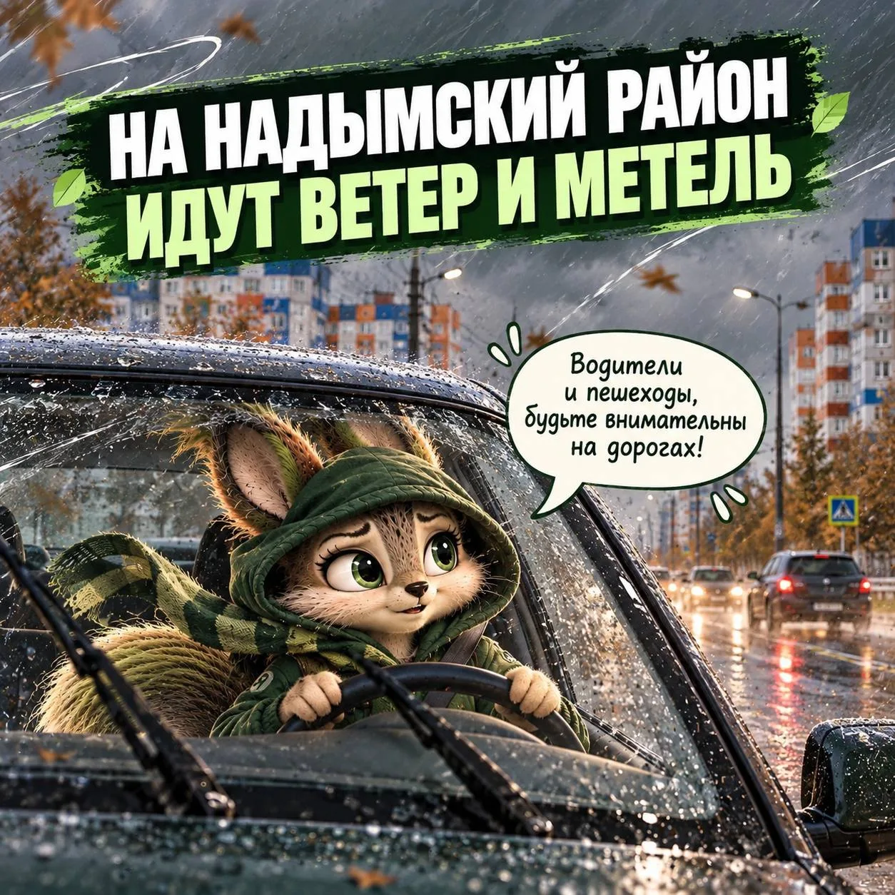 ⚠ Штормовой ветер и метель: 14 октября в Надымском районе ухудшится погода