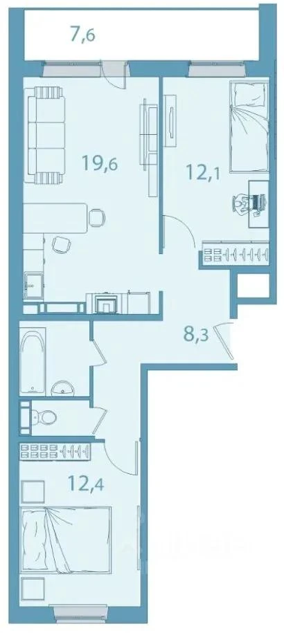 Сдам без посредников: 3-комнатная квартира, 58м²