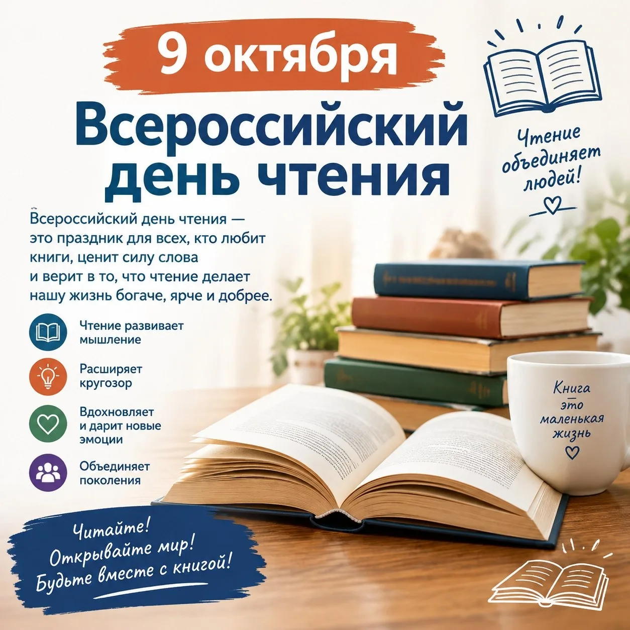 Сегодня - Всероссийский день чтения. Школьная библиотека предлагает всем читателям поде...