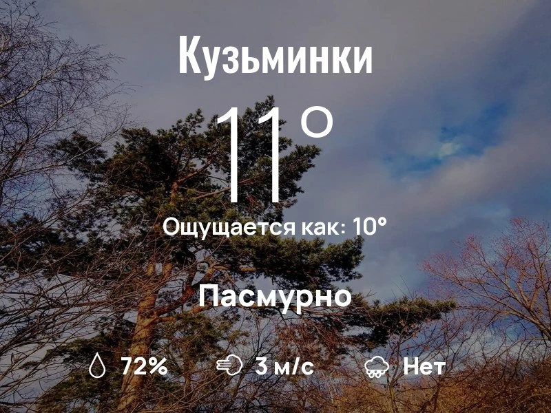 Что с погодой в Кузьминках?