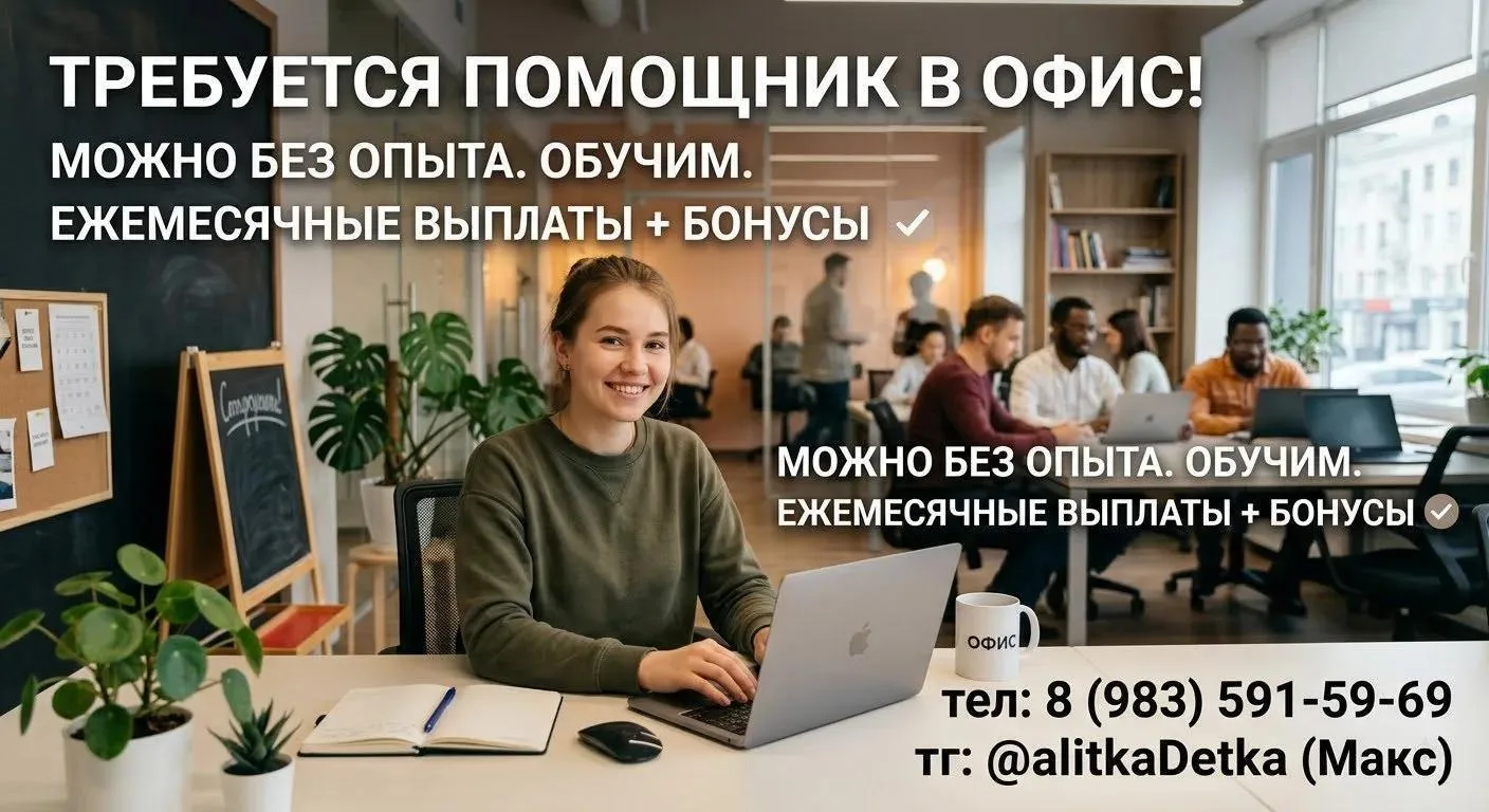 ✨📣 ТРЕБУЕТСЯ ПОМОЩНИК В ОФИС 📣✨