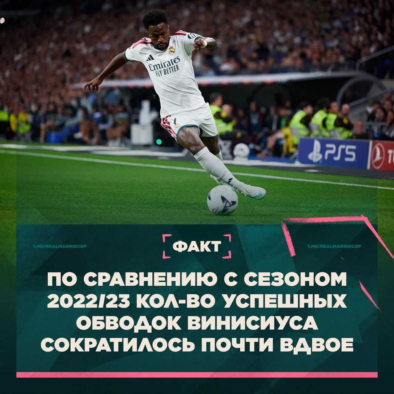 😜📉 Хорхе Пикон: Винисиус Жуниор с каждым сезоном совершает всё меньше попыток обвести...