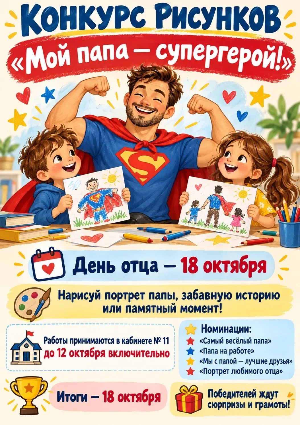 🎨 Конкурс рисунков «Мой папа — супергерой!» 🦸‍♂️