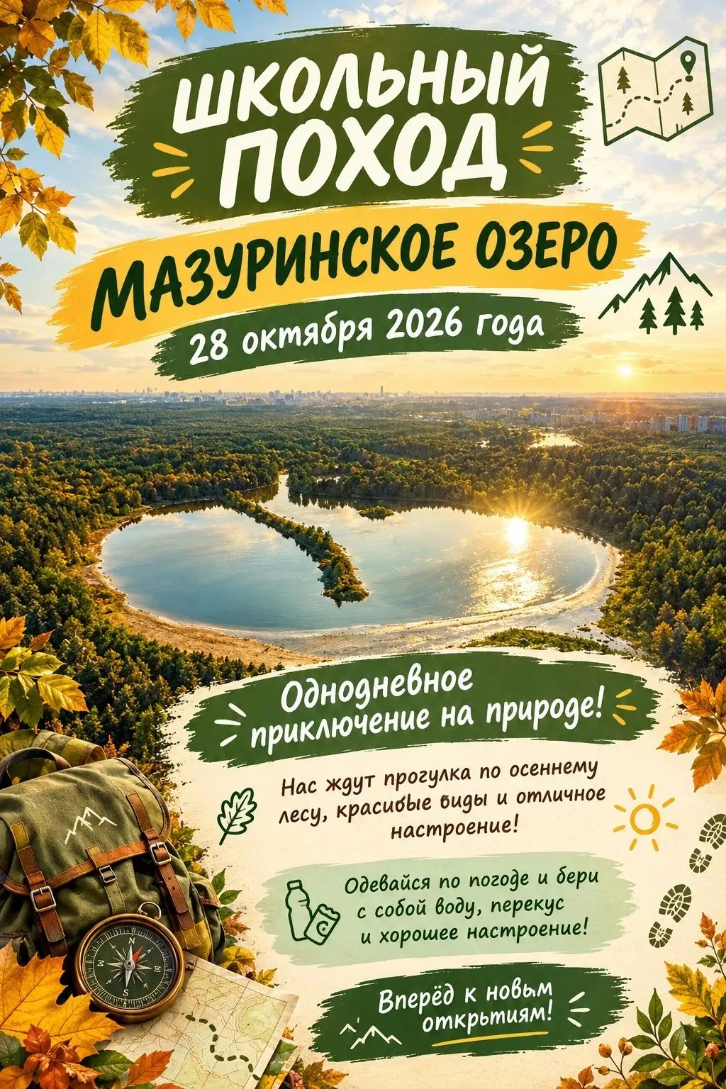 🍂 План на каникулы: поход на озеро Мазуринское