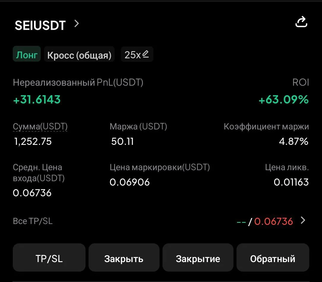 ▪️ SEI, забрали второй тейк, зафиксировал сделку полностью.
