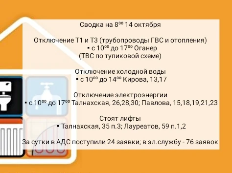 📊Информация аварийно-диспетчерской службы УК Жилкомсервис-Норильск на утро среды