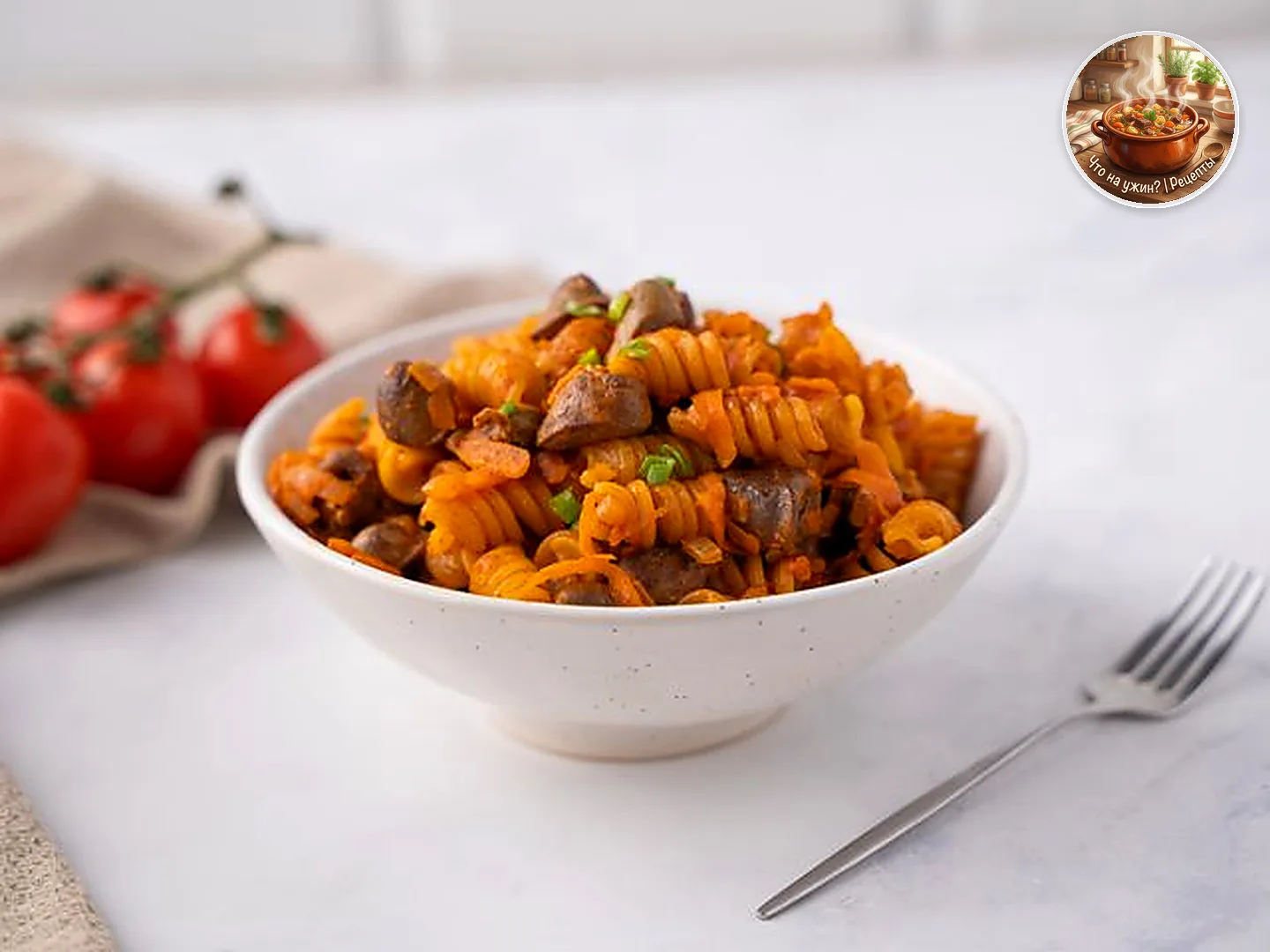 🍲 Куриные сердечки с макаронами