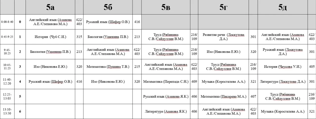 Расписание на ВТОРНИК ‼️