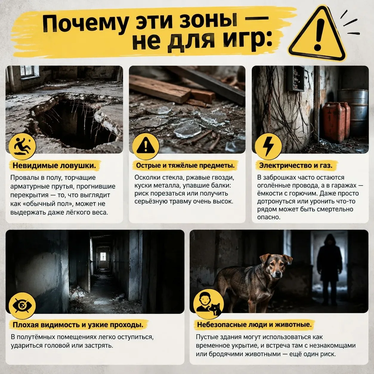 🏗 Стройки, заброшки, гаражи: почему это запретные зоны и как договориться с ребёнком⁉️