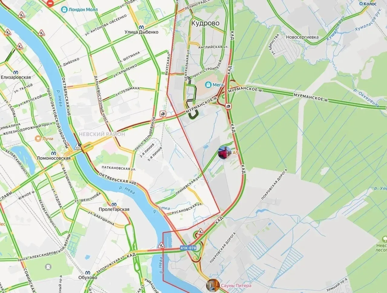 🚗 Семь километров пробки сковали КАД перед вантовым мостом