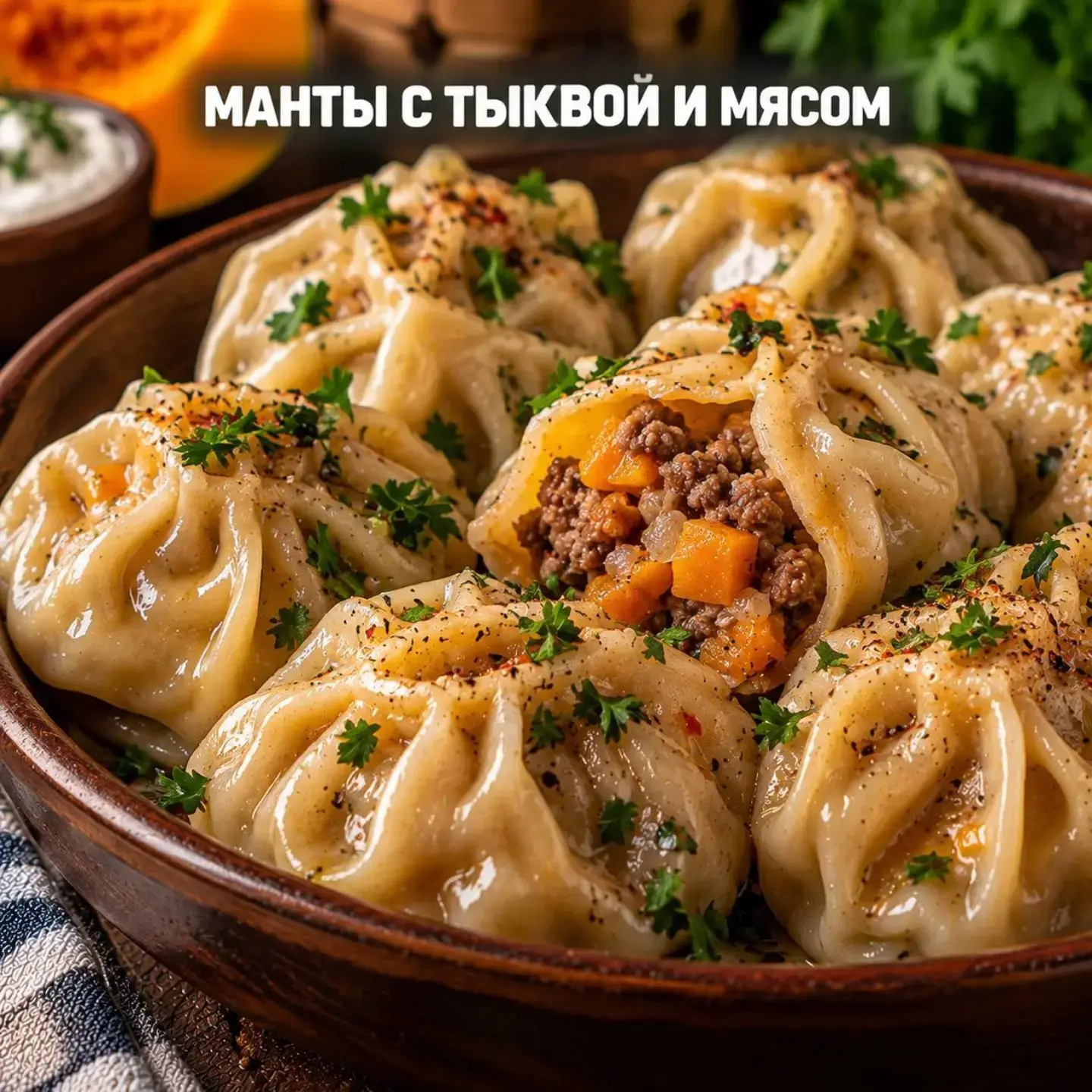 🥟 МАНТЫ С ТЫКВОЙ И МЯСОМ