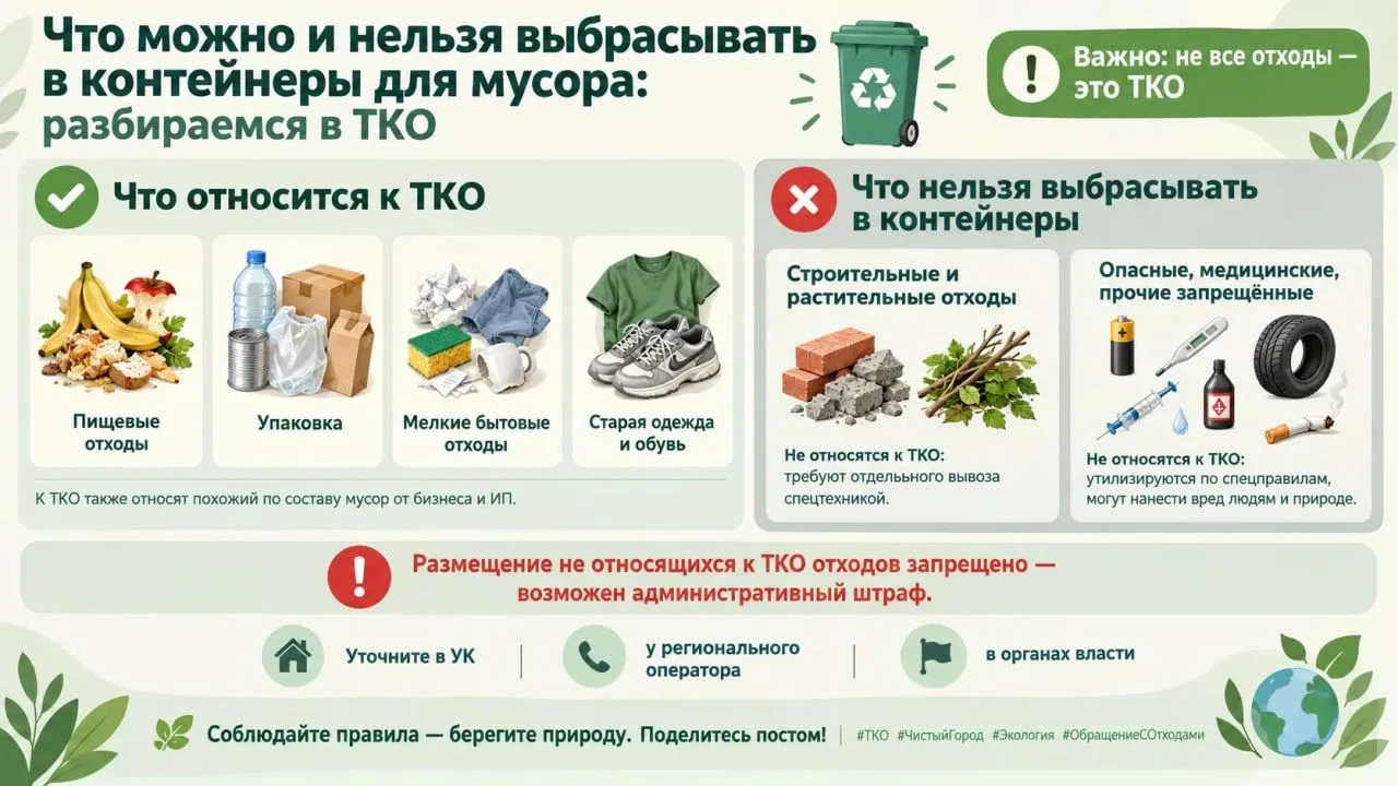 🗑 Что можно и нельзя выбрасывать в контейнеры для мусора: разбираемся в ТКО