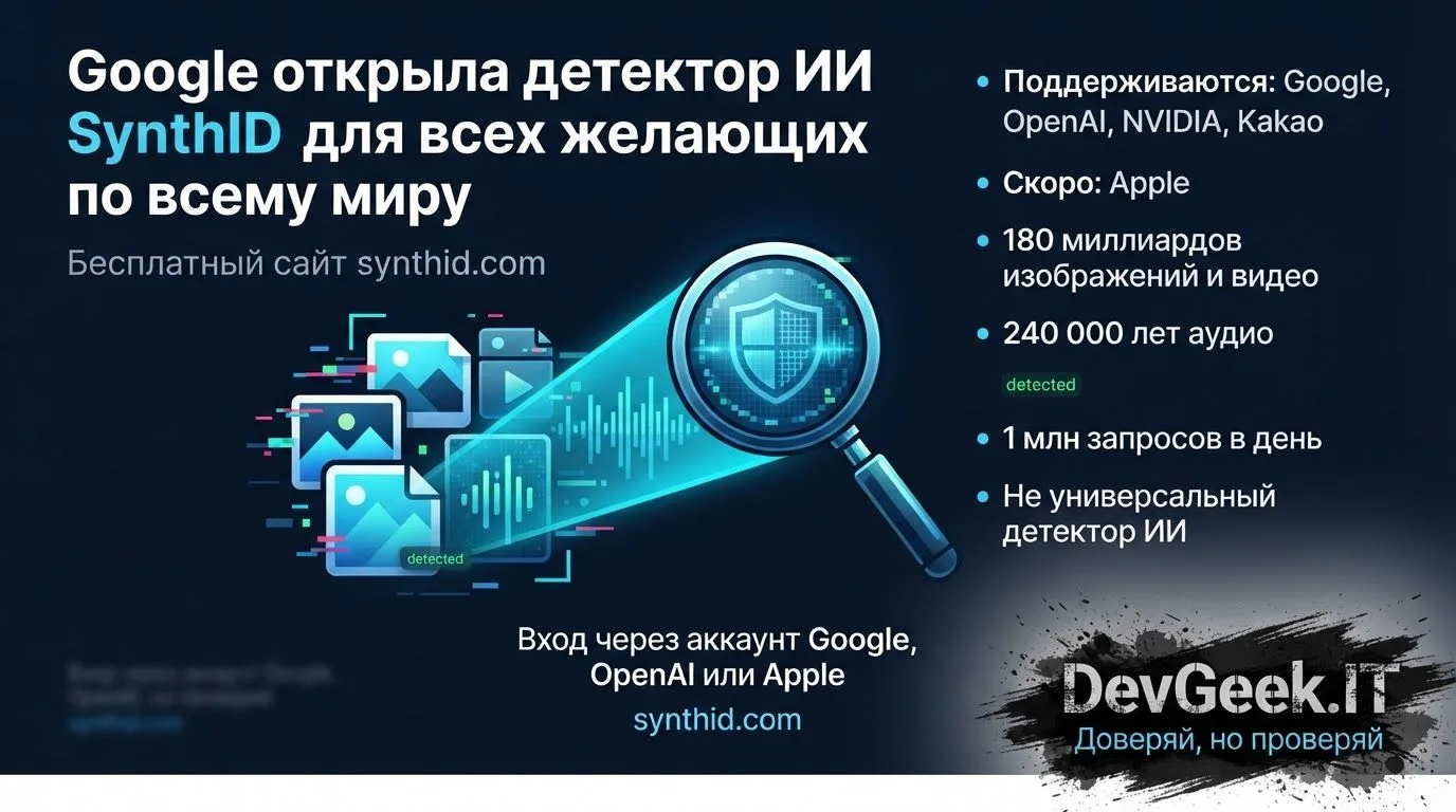 **Google открыла детектор ИИ SynthID: теперь любой может проверить, кто сделал картинку**