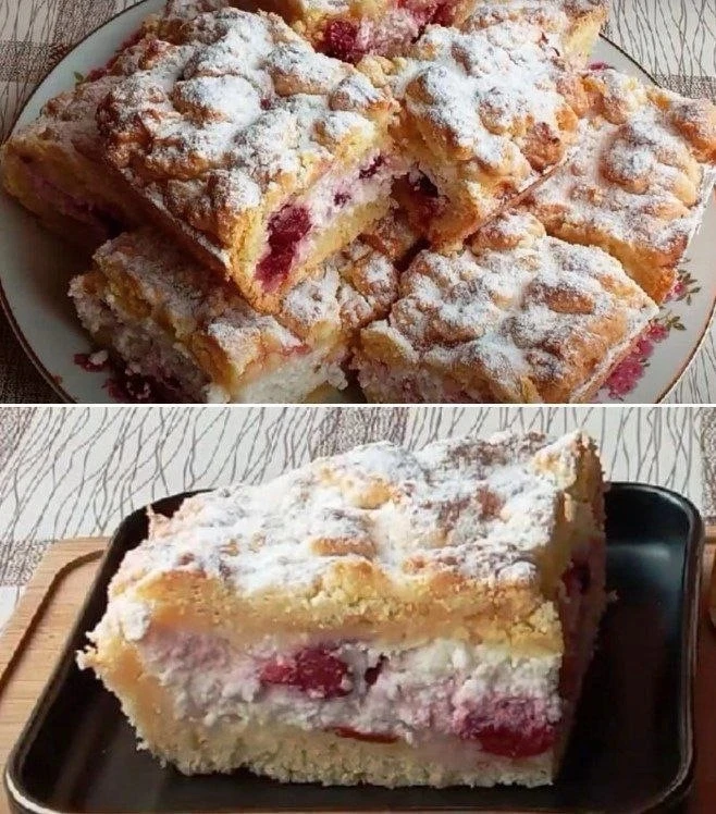 Творожный пирог с вишней. Сочетание нежного песочного теста, мягкого творога и ароматно...