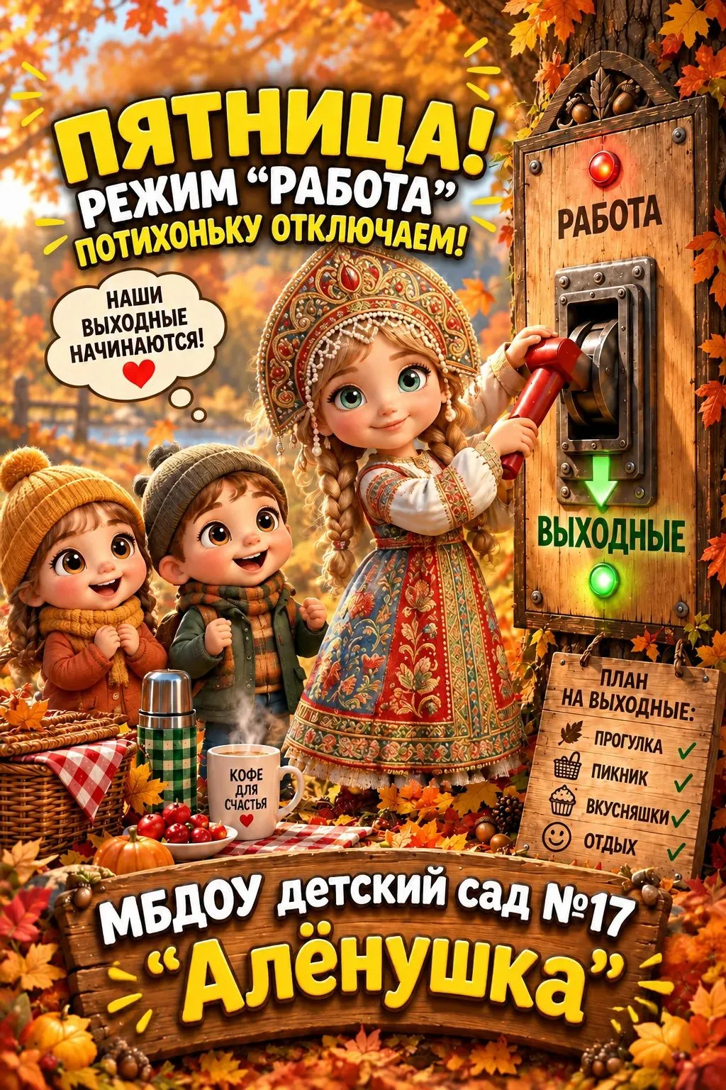 💥 Выходные на подходе! Пора переключаться! 🍁