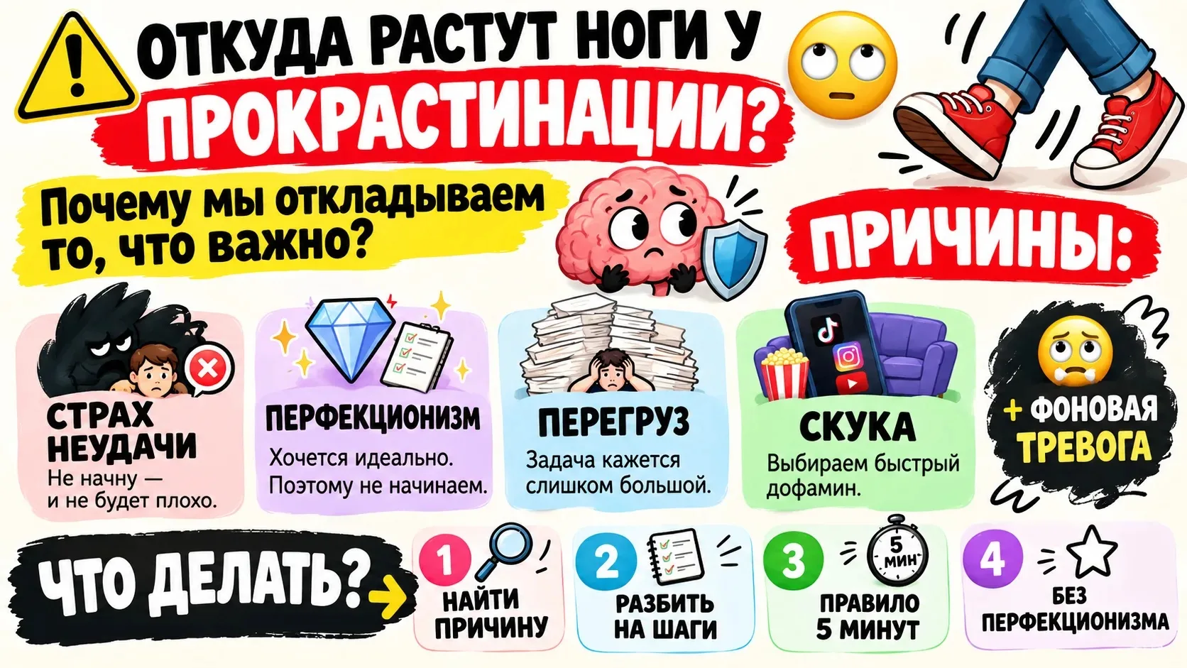 ⚠ 🛑Откуда растут ноги у прокрастинации? 🙄