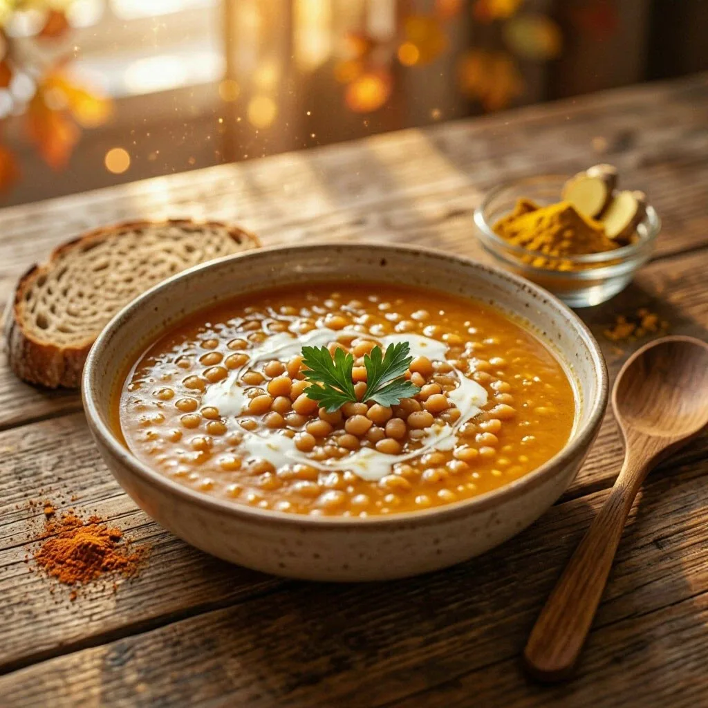 Чечевичный суп с имбирём и куркумой: моё осеннее согревающее 🍲🧡