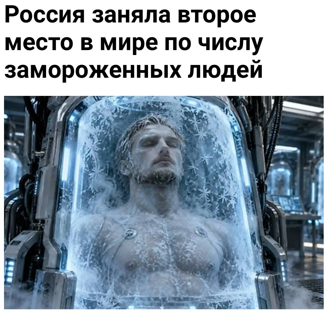 🥶Россия заняла второе место в мире по количеству замороженных людей.