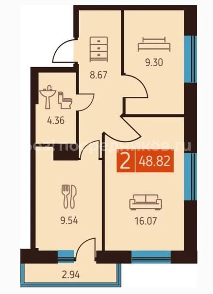 Сдам без посредников: 2-комнатная квартира, 49м²