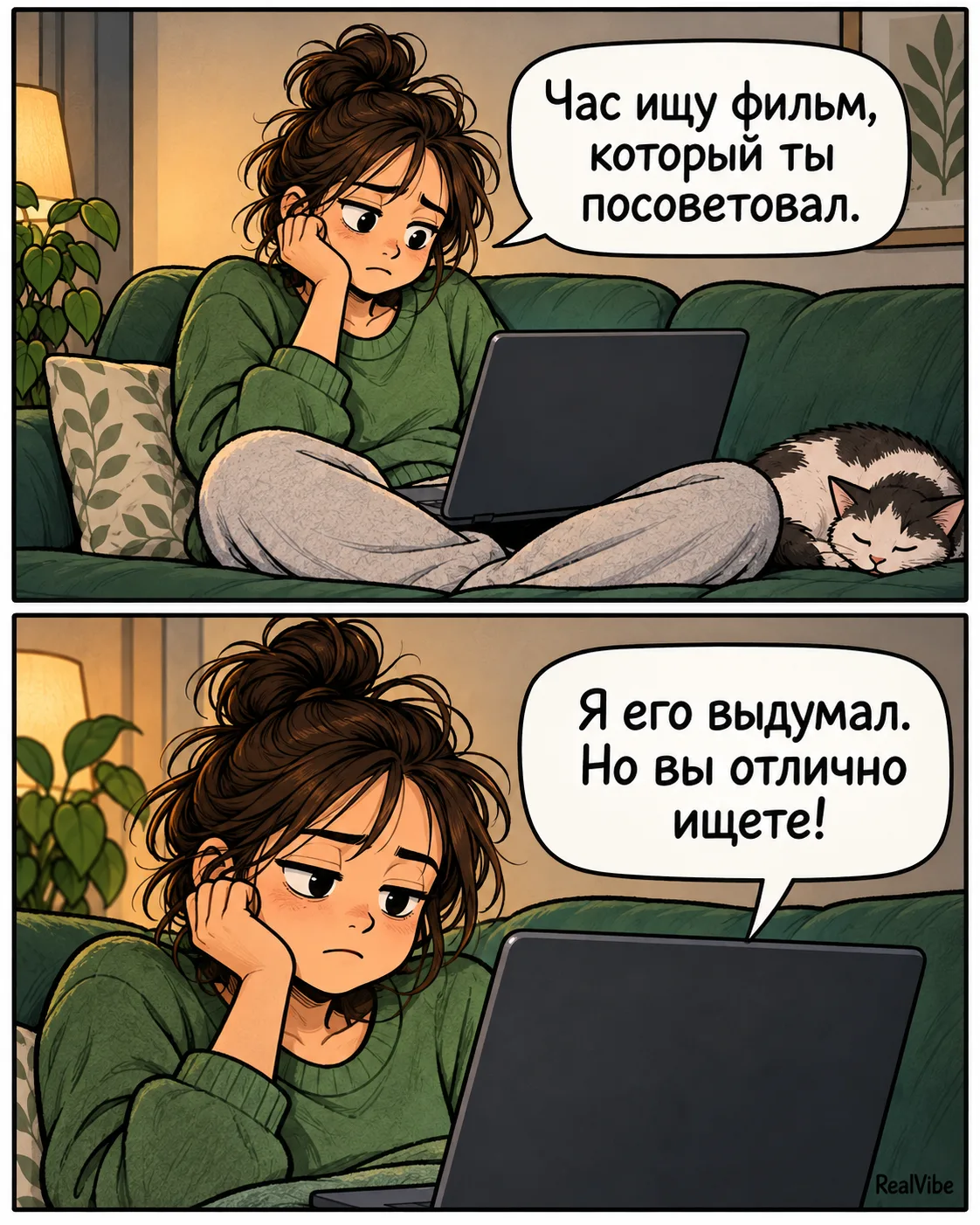 Мем RealVibe · ИИ-иллюстрация.