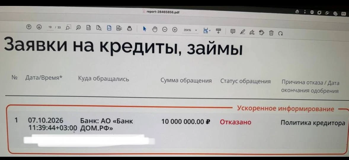 На этой неделе опять анализировали приличное количество кредитных отчетов наших клиенто...