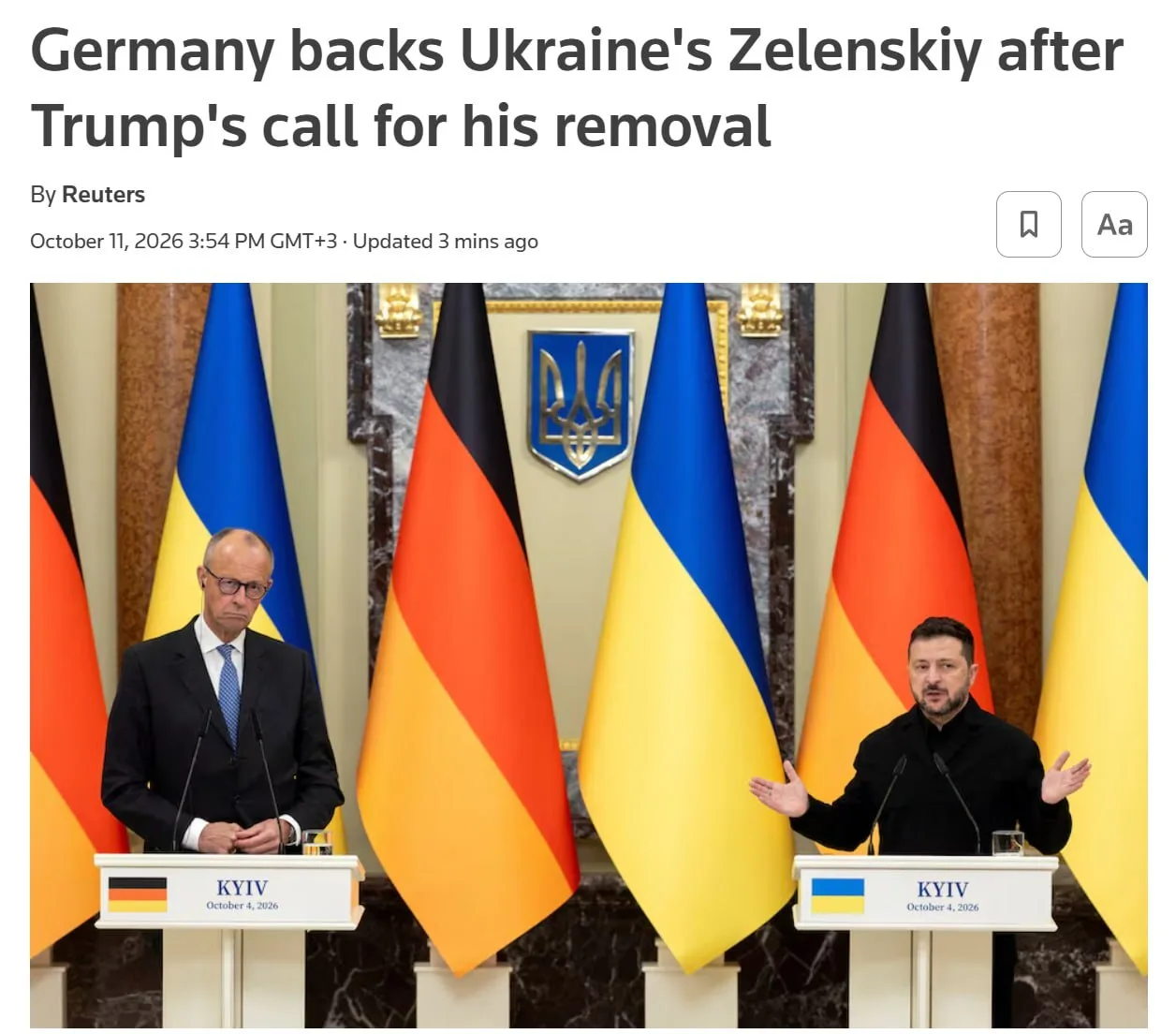 ⚡️Германия поддержала Зеленского после призыва Трампа сменить президента Украины, — Reu...