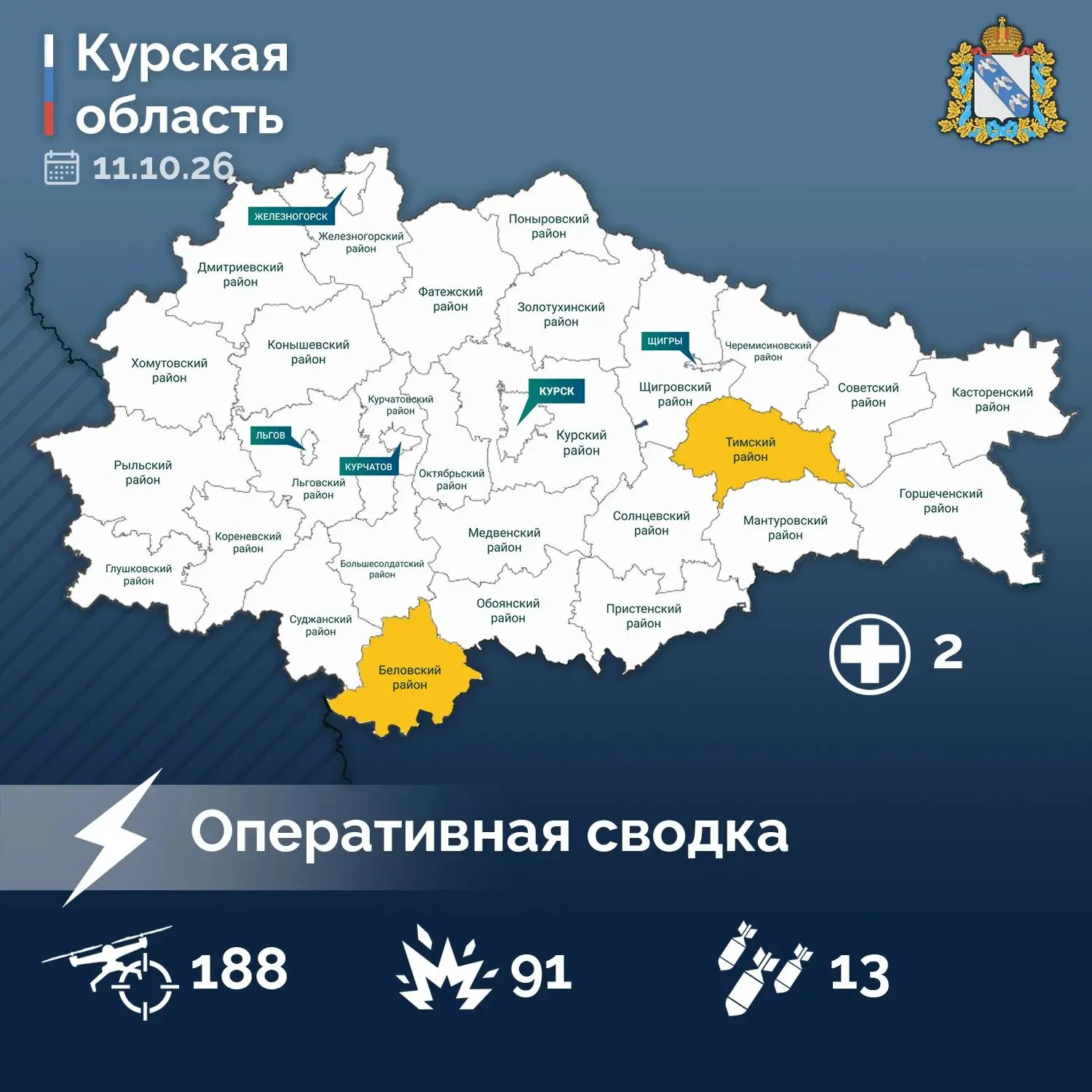 ⚡️ Александр Хинштейн опубликовал сводку об оперативной обстановке в Курской области за...