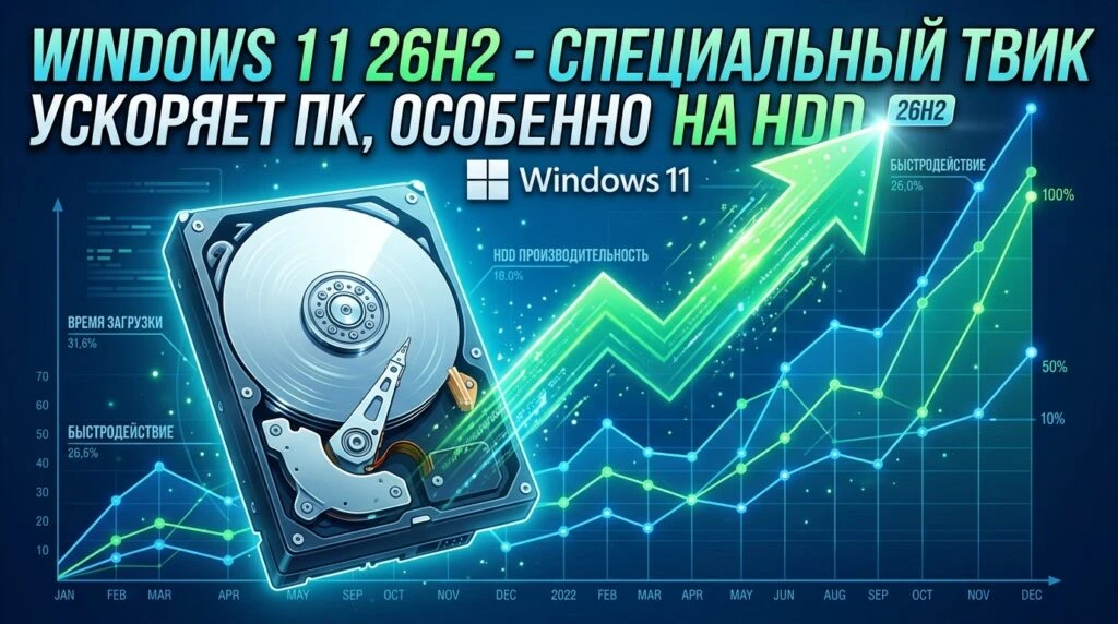 🪟 Windows 11 26H2: специальный твик ускоряет ПК, особенно на HDD