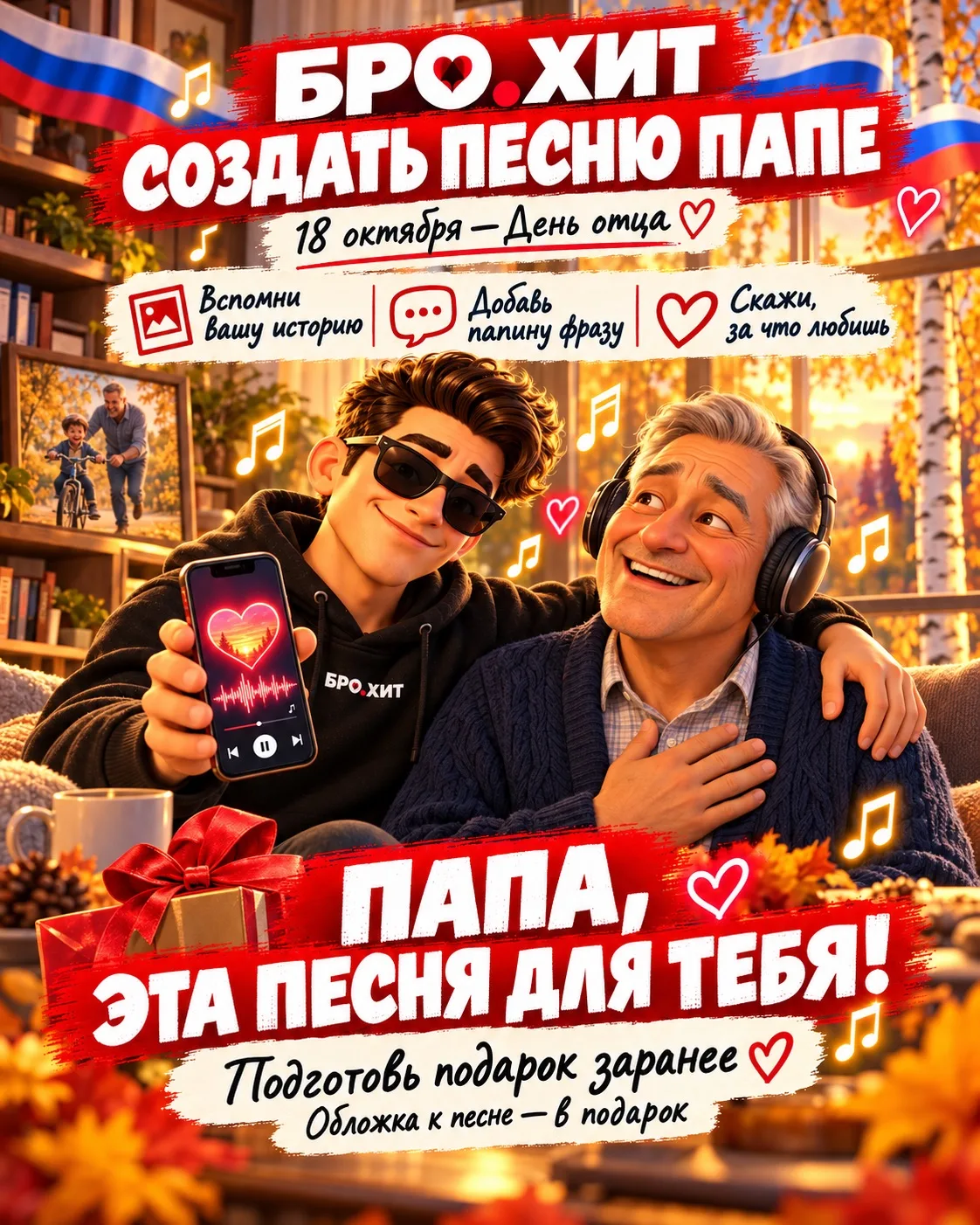 🎵 Создать песню папе на День отца — советы от БРО.ХИТ для самых тёплых эмоций ❤️
