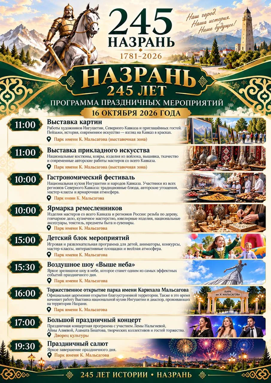 🎉 НАЗРАНЬ ОТМЕЧАЕТ 245-ЛЕТИЕ!
