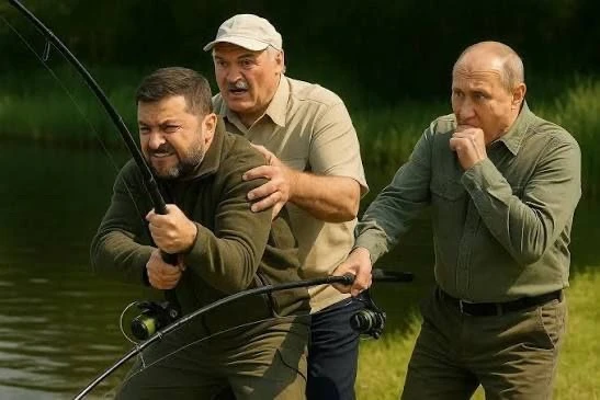 🎣 Сидят на рыбалке Путин и Зеленский. Вдруг у Зеленского клюёт. Тянет он рыбу к берегу...
