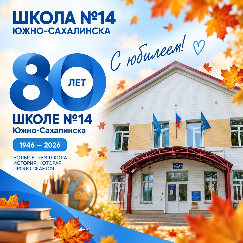 🎉 Школа №14 Южно‑Сахалинска — с 80‑летием! 🎉
