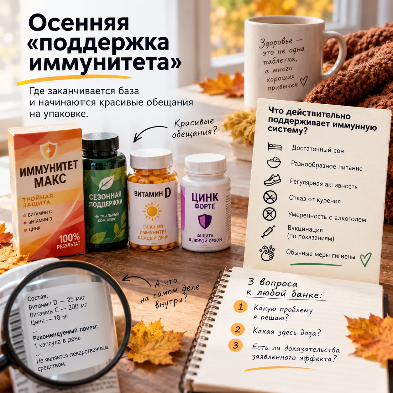 Осенняя «поддержка иммунитета»: где заканчивается база и начинаются красивые обещания
