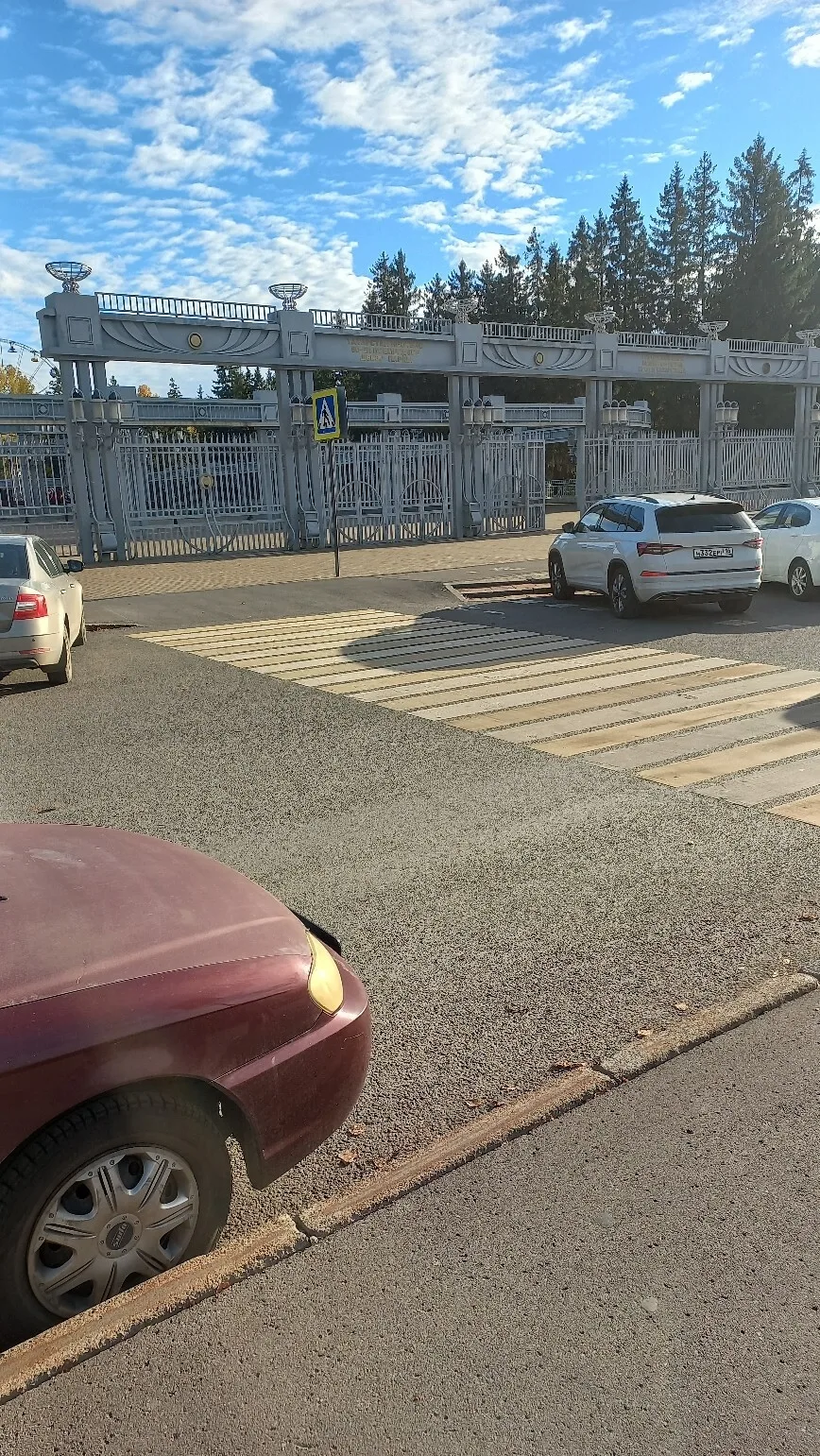 На улице Тимирязева у центрального входа в парк паркуются автомобили, нарушая ПДД (води...