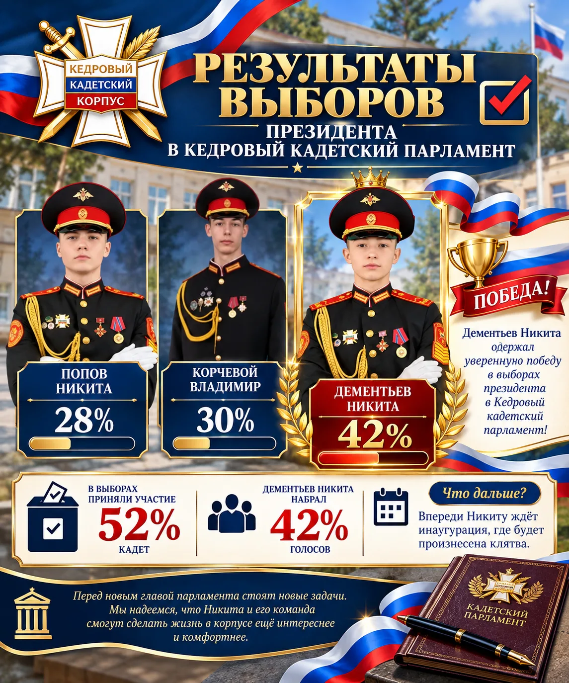 🗳️ ВЫБОРЫ СОСТОЯЛИСЬ! ПРЕЗИДЕНТ КАДЕТСКОГО ПАРЛАМЕНТА ИЗБРАН!