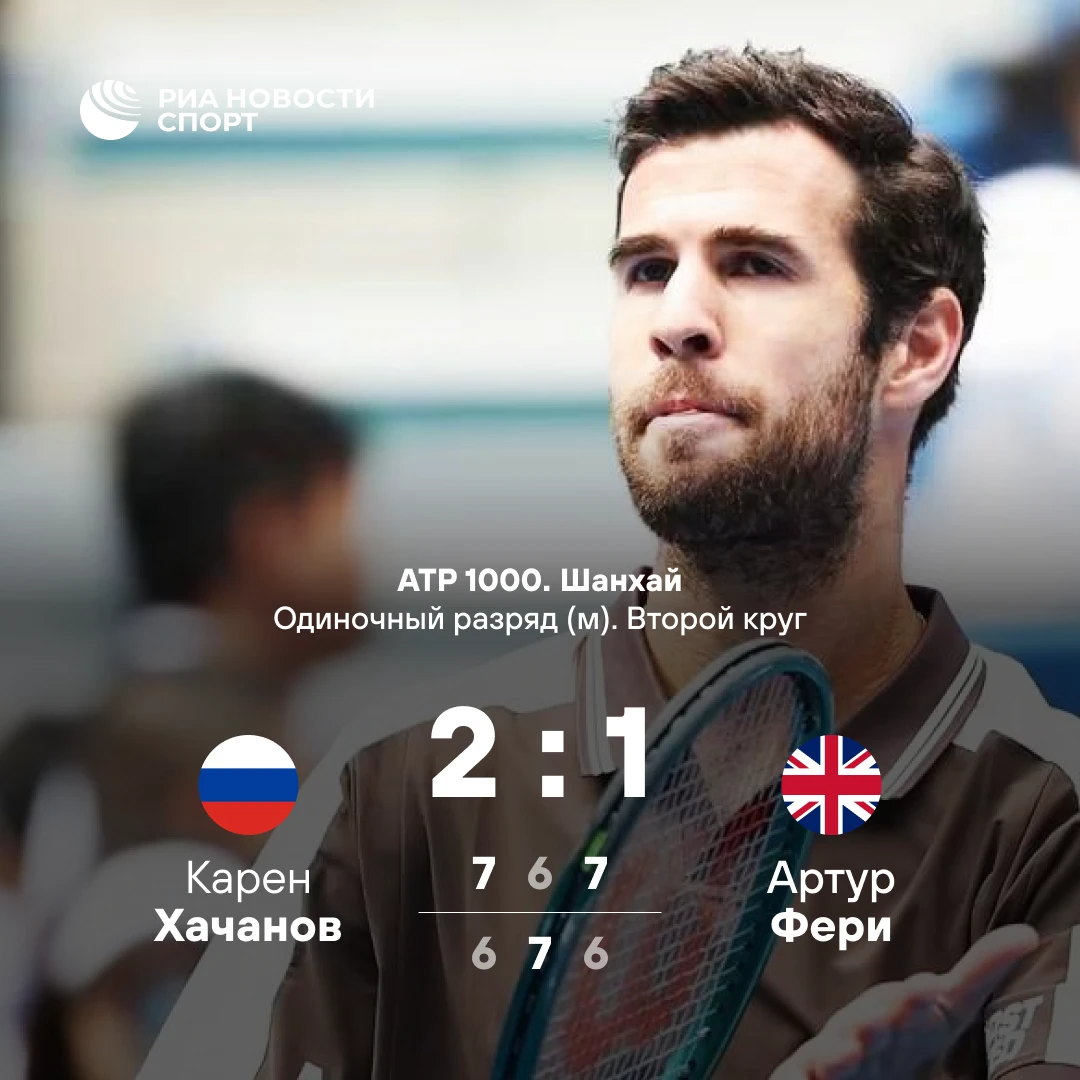 🎾🇷🇺 Карен Хачанов вышел в третий круг «Мастерса» в Шанхае