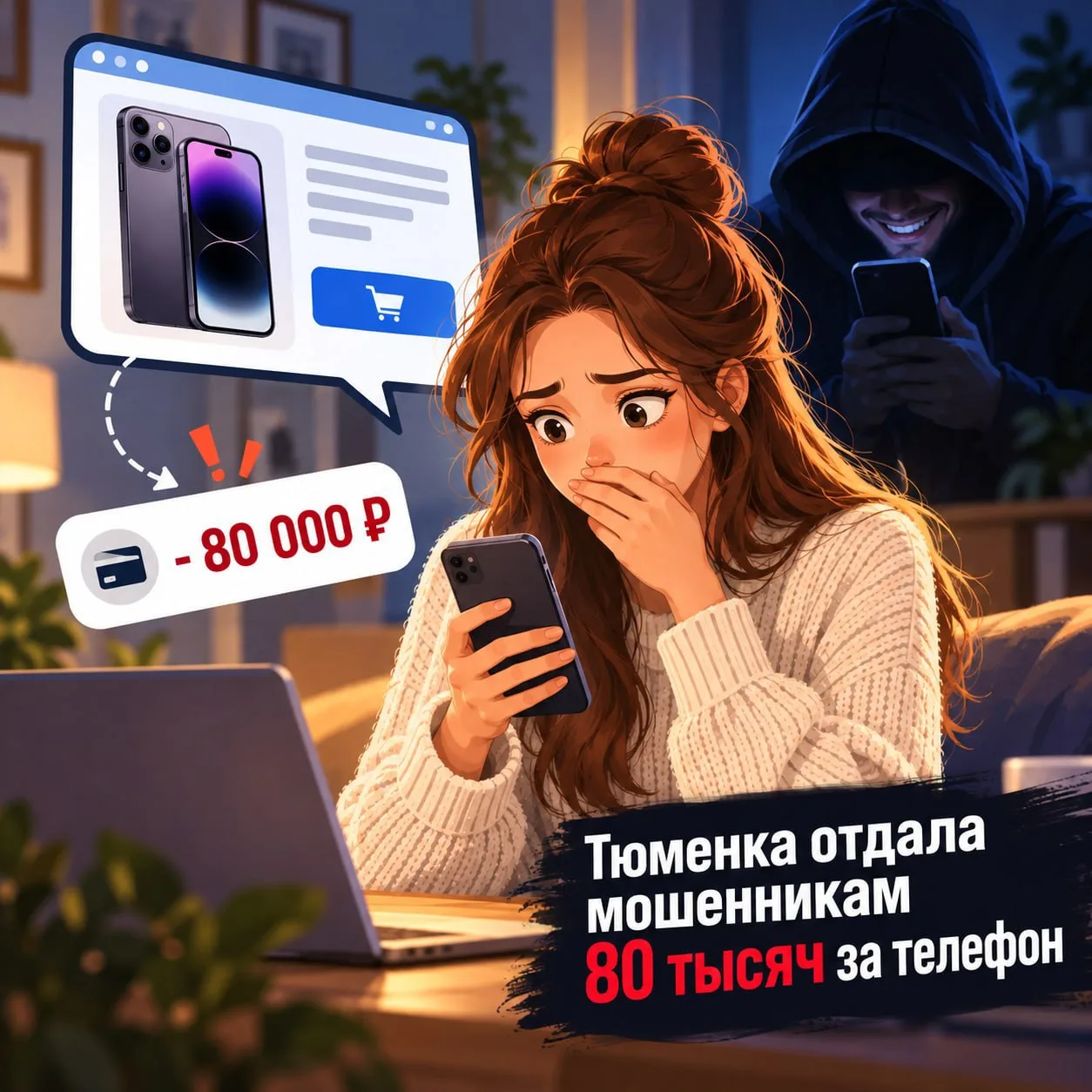 Заказала телефон, а деньги ушли мошенникам: тюменка потеряла 80 тысяч