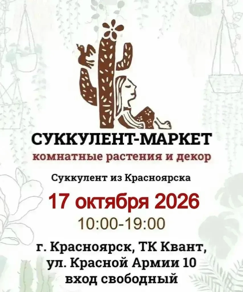 17 октября пройдет суккулент-маркет комнатных растений и декора