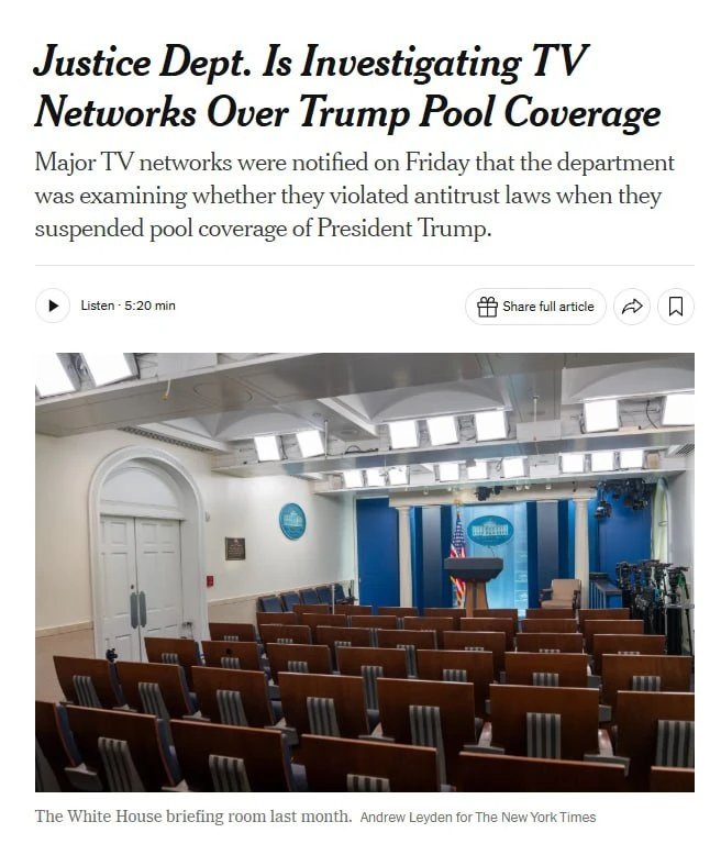📰 Пять крупнейших телеканалов США заподозрили в бойкоте — The New York Times