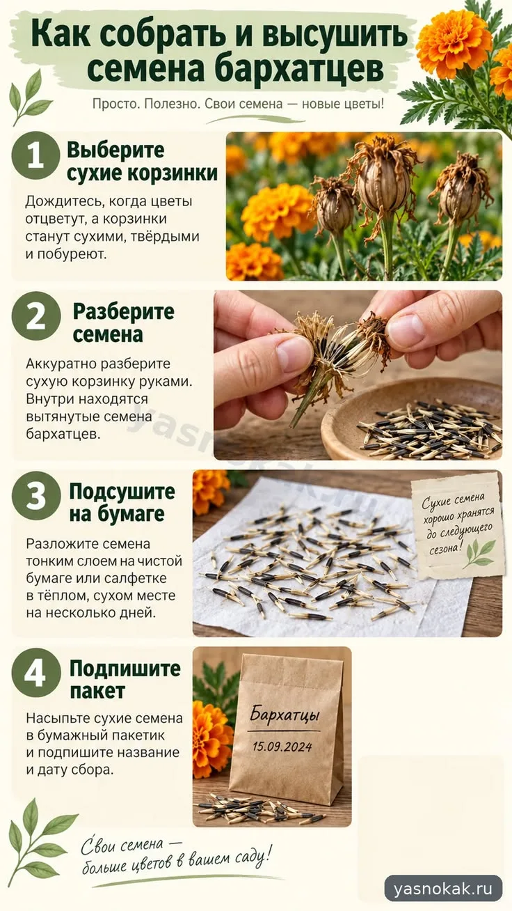 Как собрать и высушить семена бархатцев