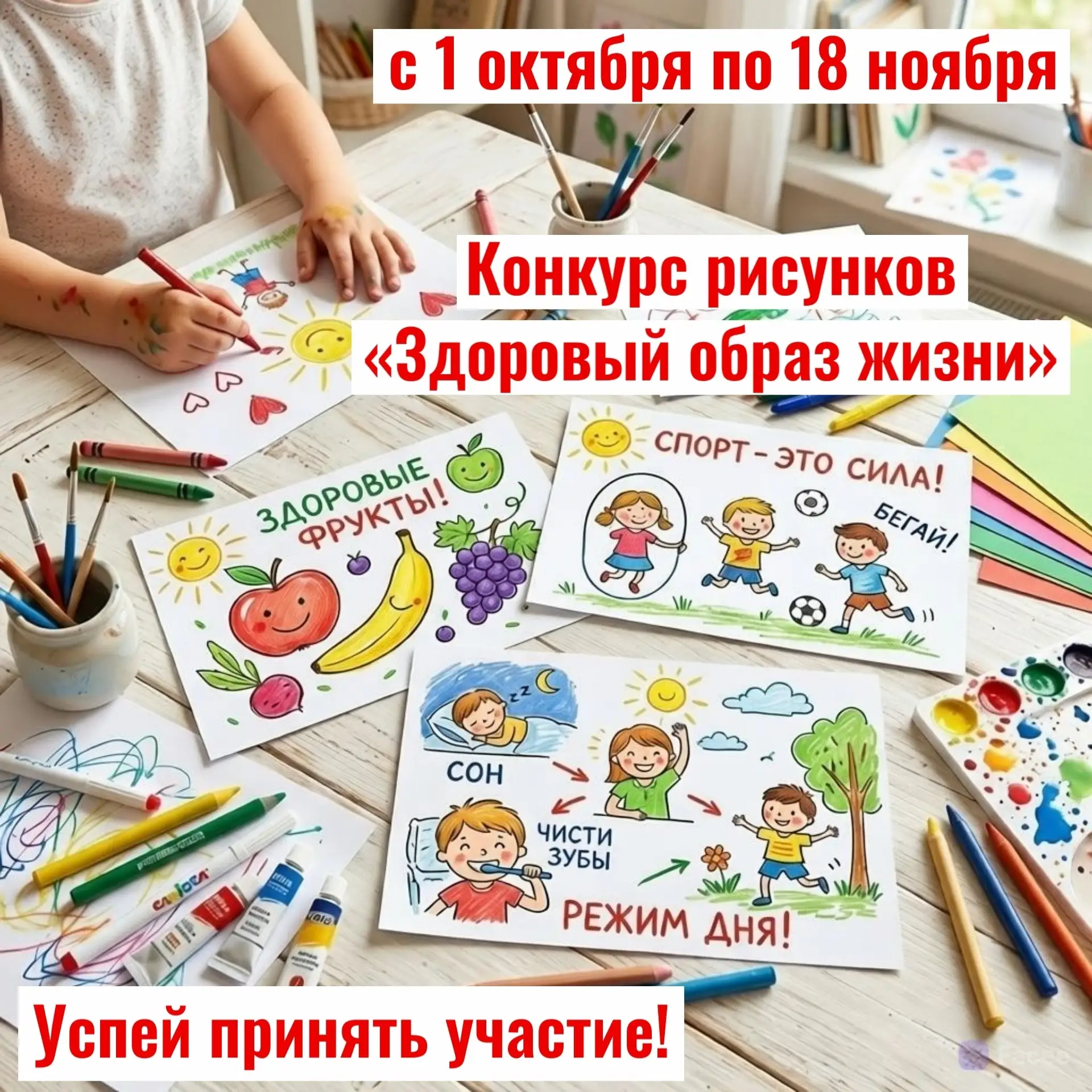 Областной конкурс рисунков «Здоровый образ жизни» стартует 1 октября✏
